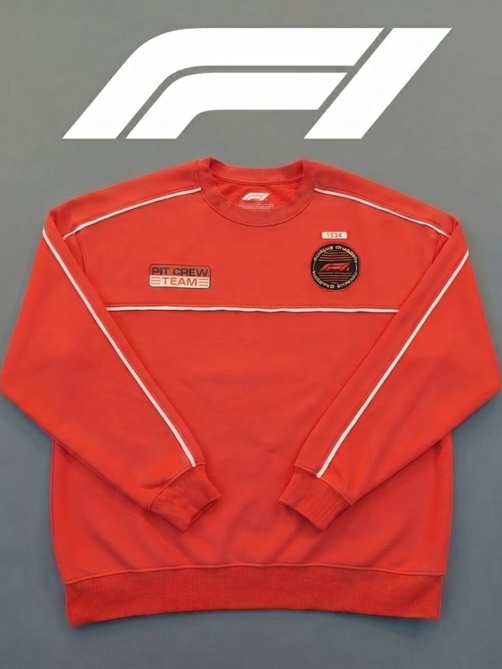 Formula 1 Racing Division Pit Crew Team Red Crewneck Sweatshirt